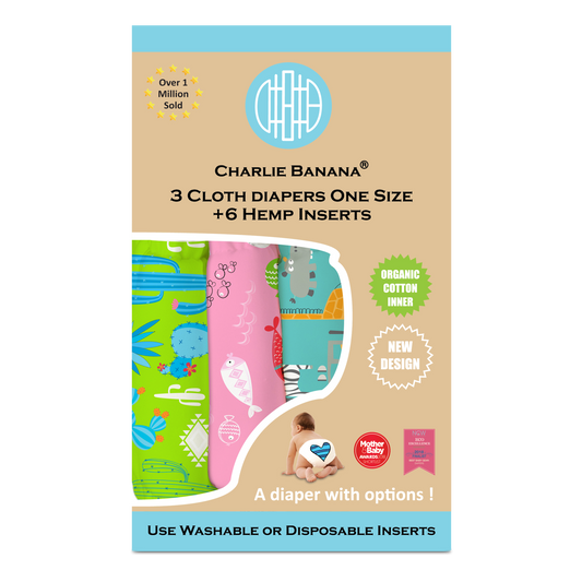 Charlie Banana Stoffwindeln - Organic Florida Safari Pink 3er-Pack