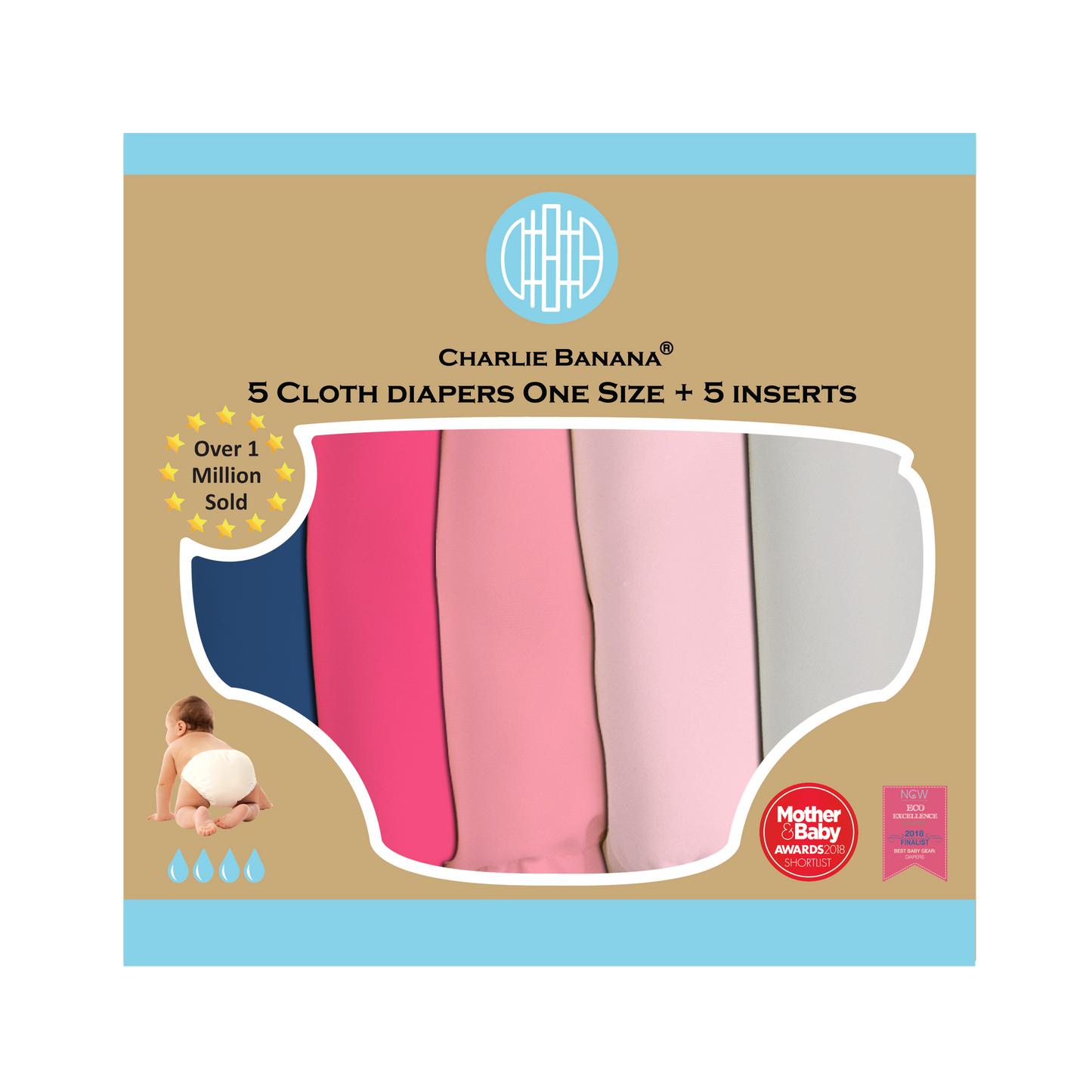Charlie Banana "My First Diaper" - Pastel Pink 5er-Pack