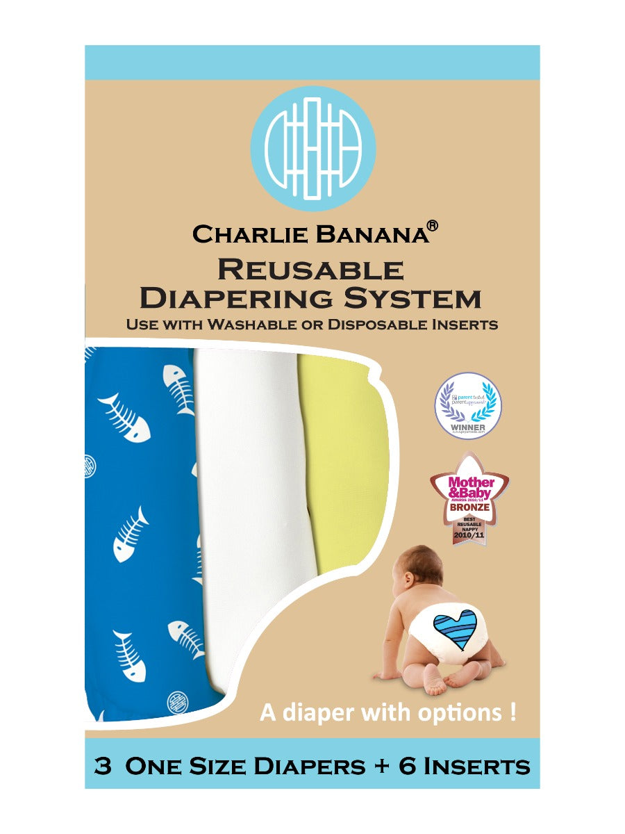 Charlie Banana Stoffwindeln - Fish Sticks 3er-Pack