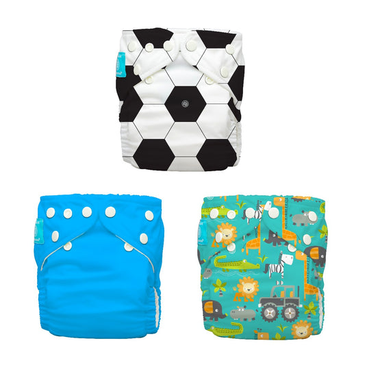 Charlie Banana One Size Stoffwindeln - Organic Safari 3er-Pack